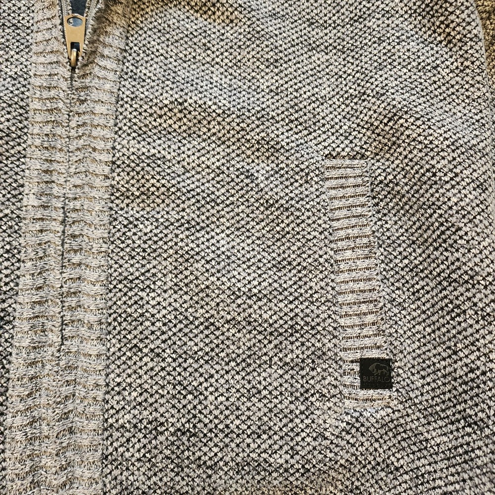 Buffalo David Bitton Men's XL Tight-Knit Full Zip Sweater Gray Black Mock Neck - Picture 3 of 9
